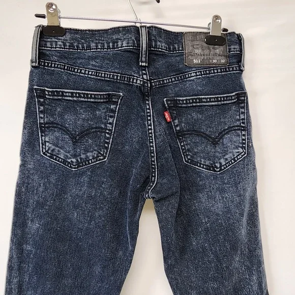 Levis 511 Slim Fit Denim Jeans Mens 30x32 Red Tab Black Patch Dark Blue Awesome! - Picture 5 of 8